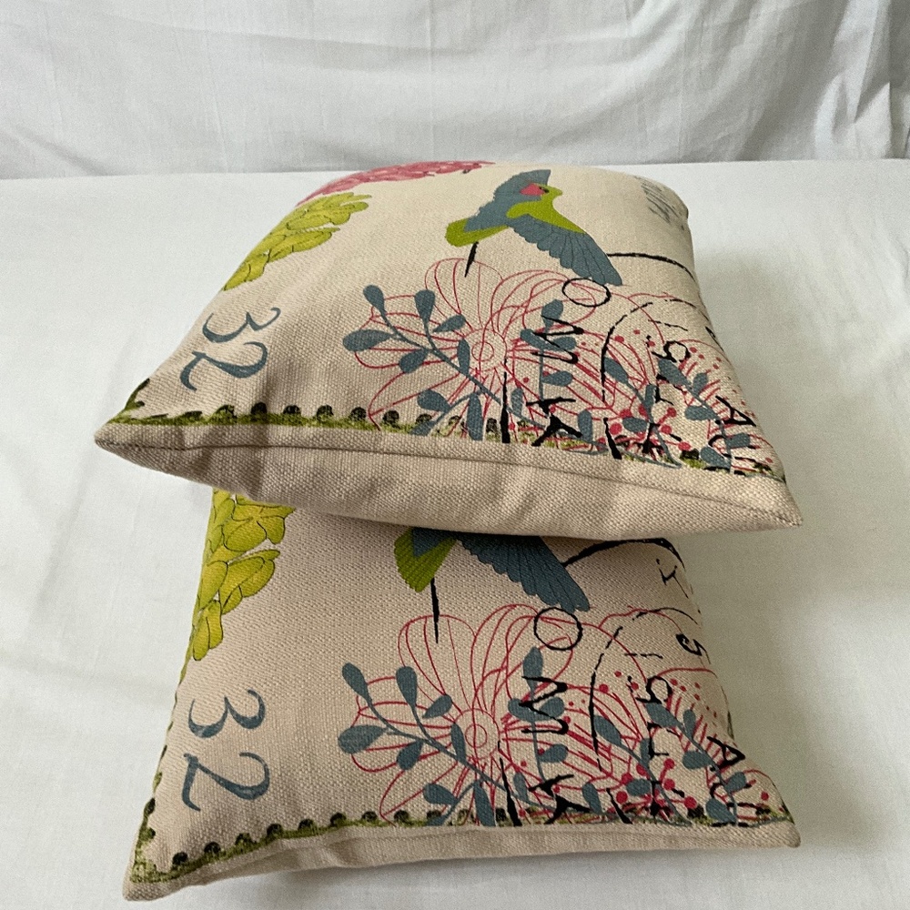 PAIR Colibri Bird Floral Accent Throw Pillows (#1) - Picture 3 of 16